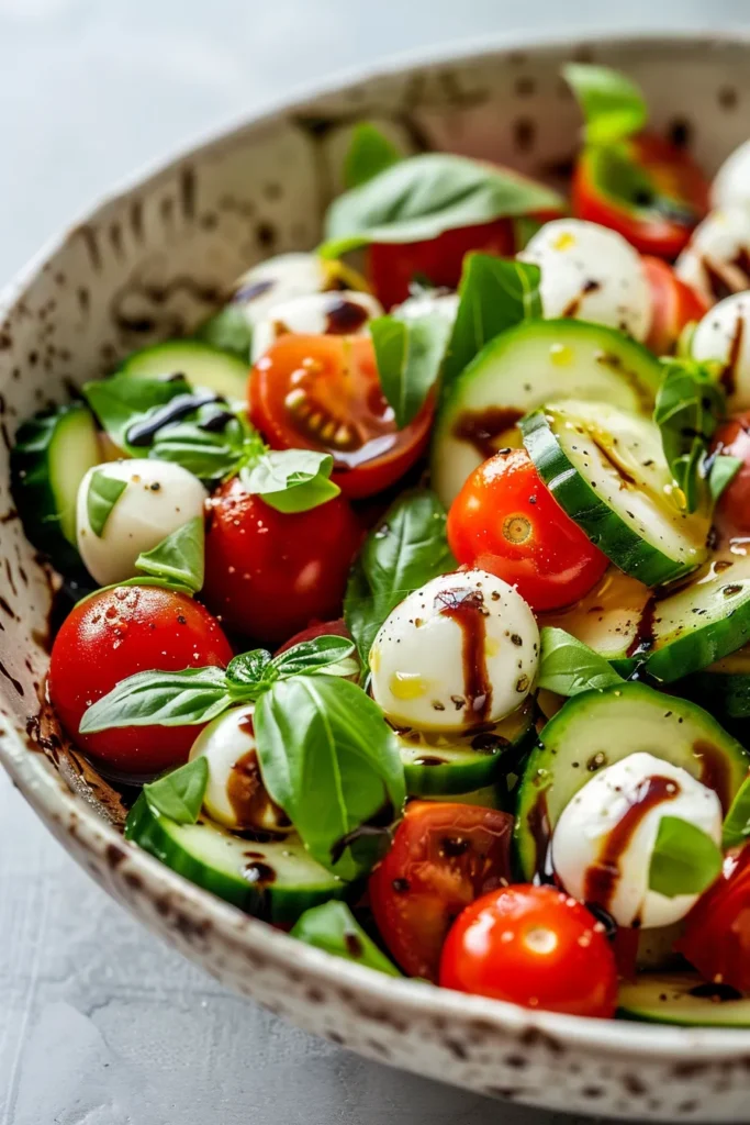 Fresh Cucumber Caprese Salad