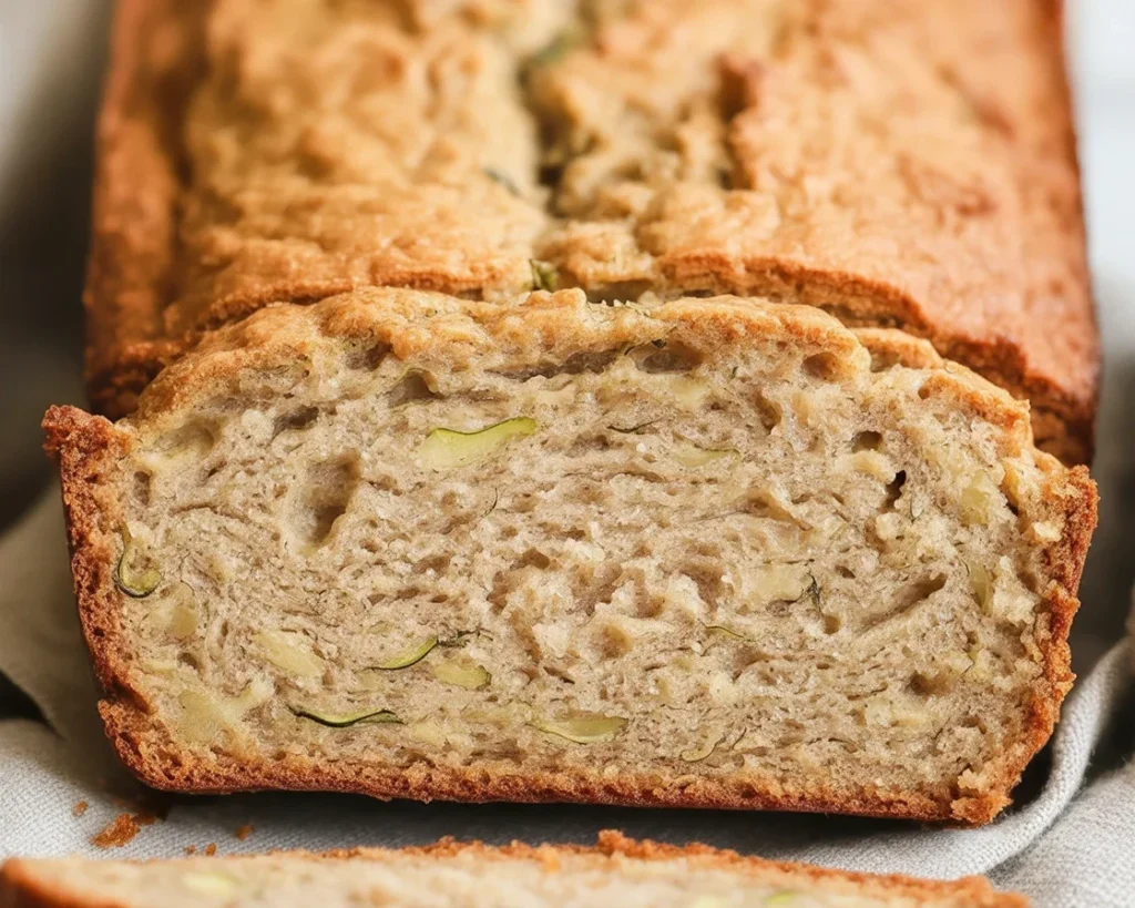 Delicious slice of Mom's Zucchini Bread with walnuts and spices