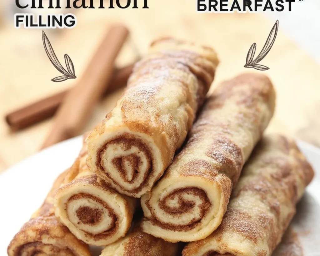 Delicious Cinnamon French Toast Rolls coated in cinnamon sugar and stuffed with cream cheese.