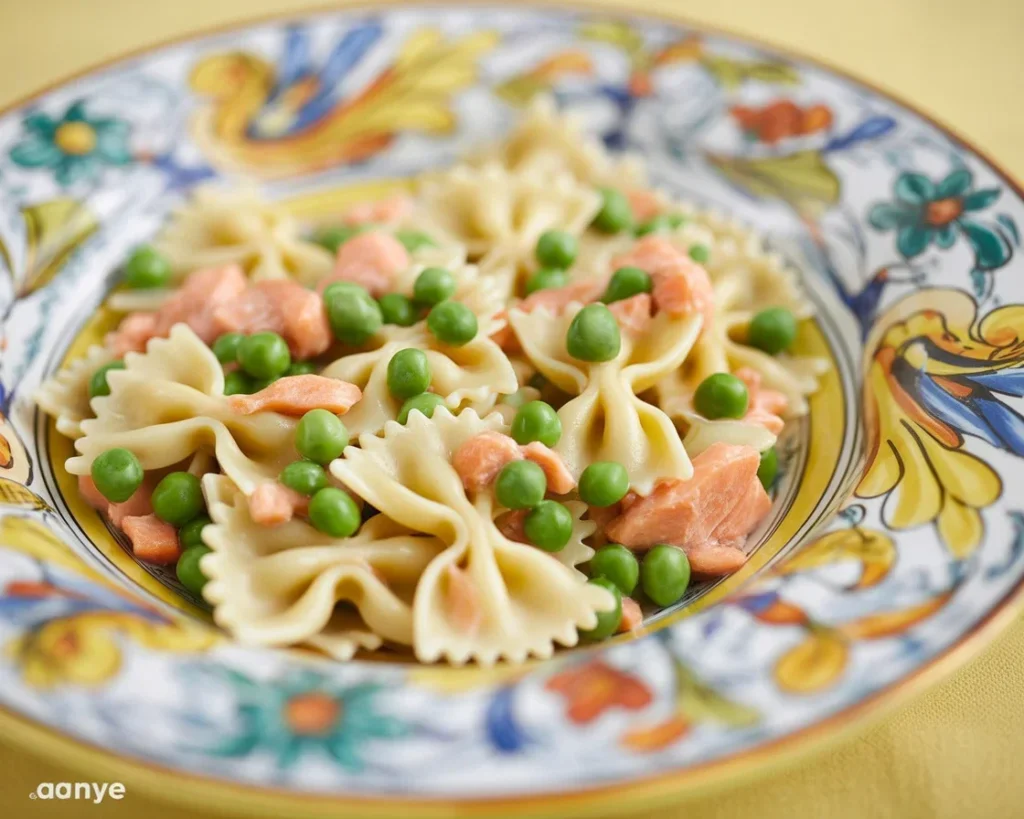 Creamy Pasta with Salmon Peas, a quick and delicious dinner option.