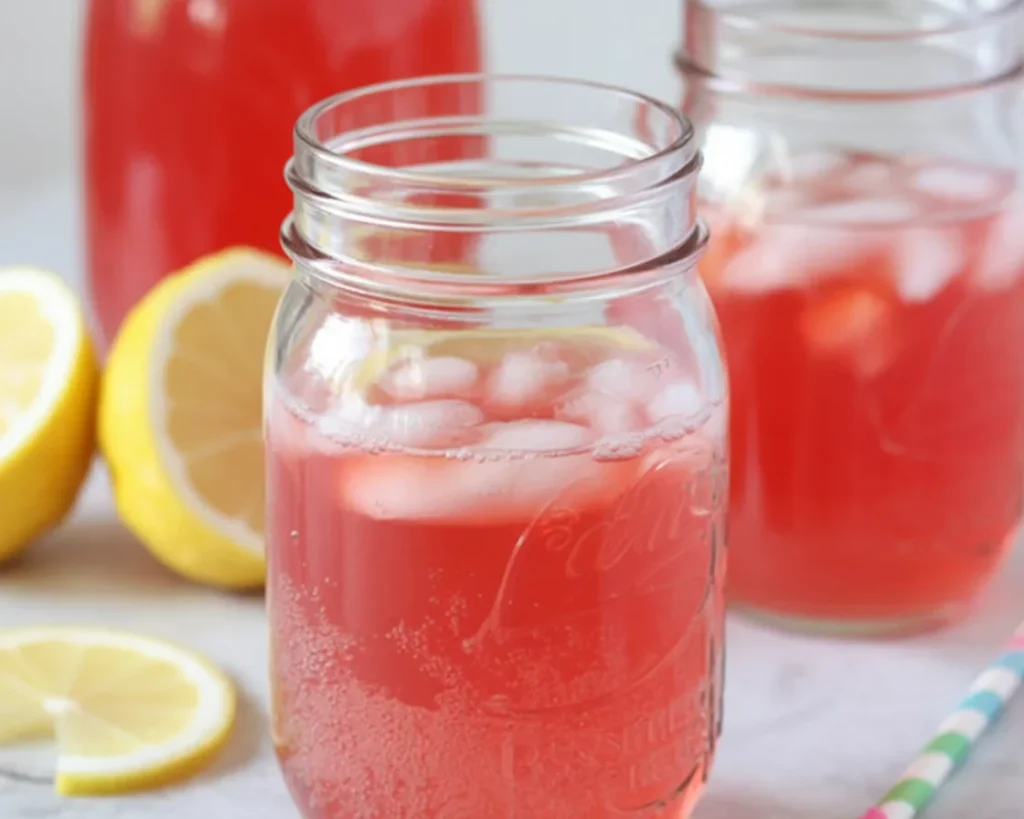 Refreshing Sparkling Raspberry drink with fresh berries and bubbles.