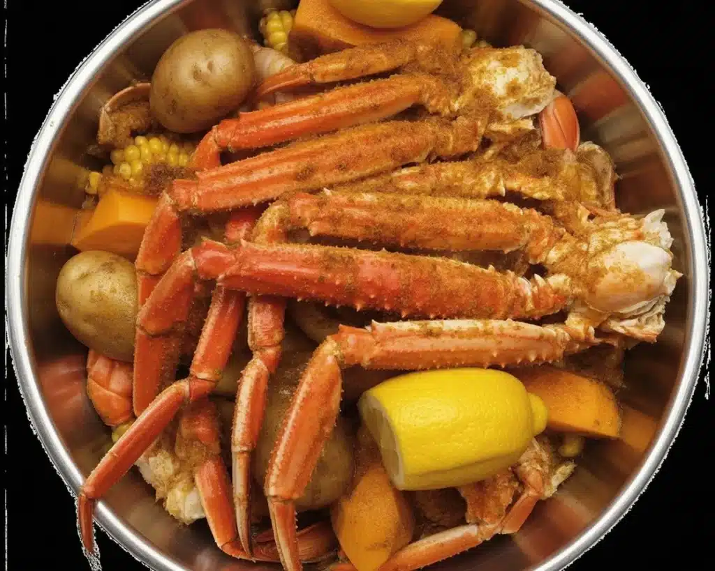 Delicious red crab juicy seafood served in a vibrant restaurant setting.