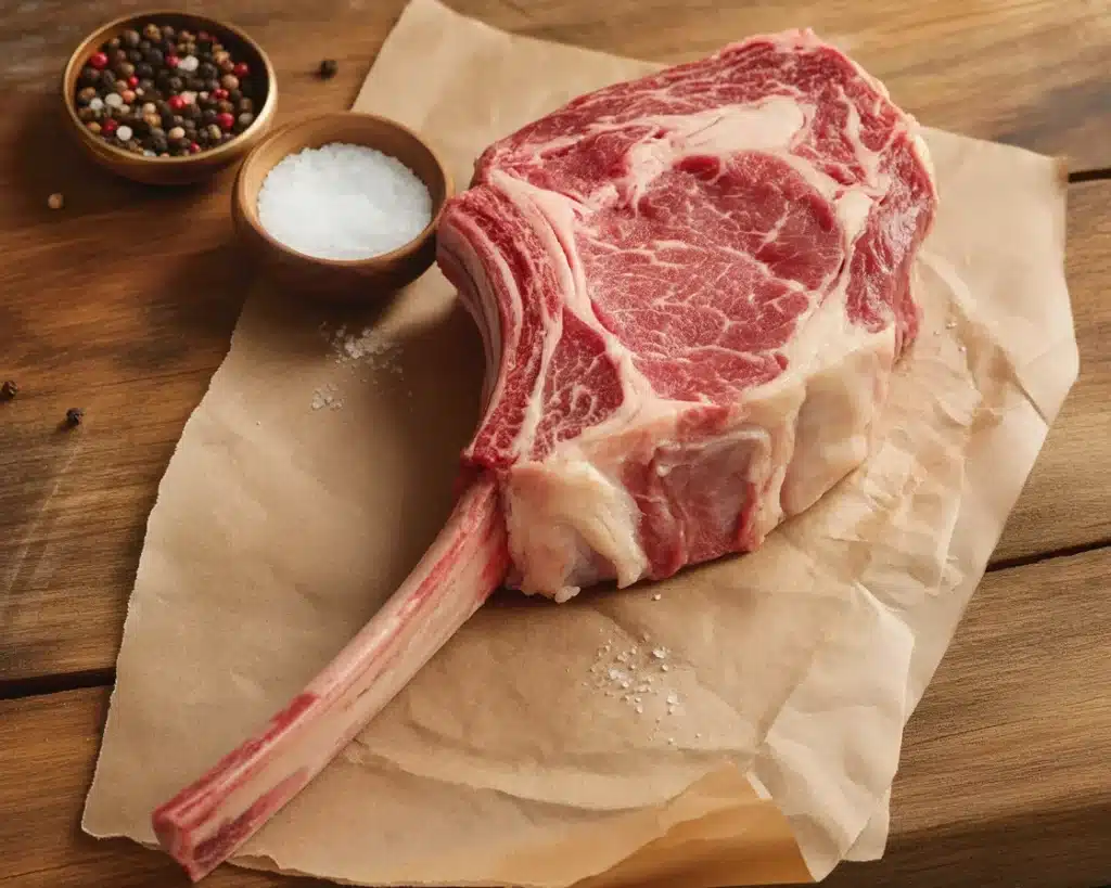 Perfectly cooked Tomahawk steak with a beautiful char and juicy interior.