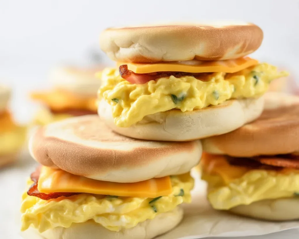 Easy Anytime Breakfast Sandwich with sausage, egg, and cheese, perfect for any meal.