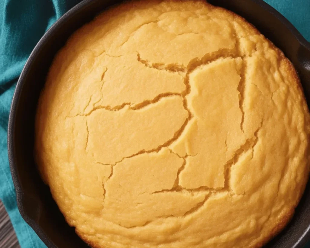 Delicious Buttery Skillet Cornbread with Honey served warm with butter.