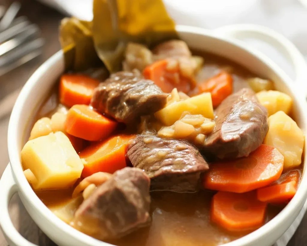 Delicious and hearty wholesome Crockpot Beef Stew served in a bowl