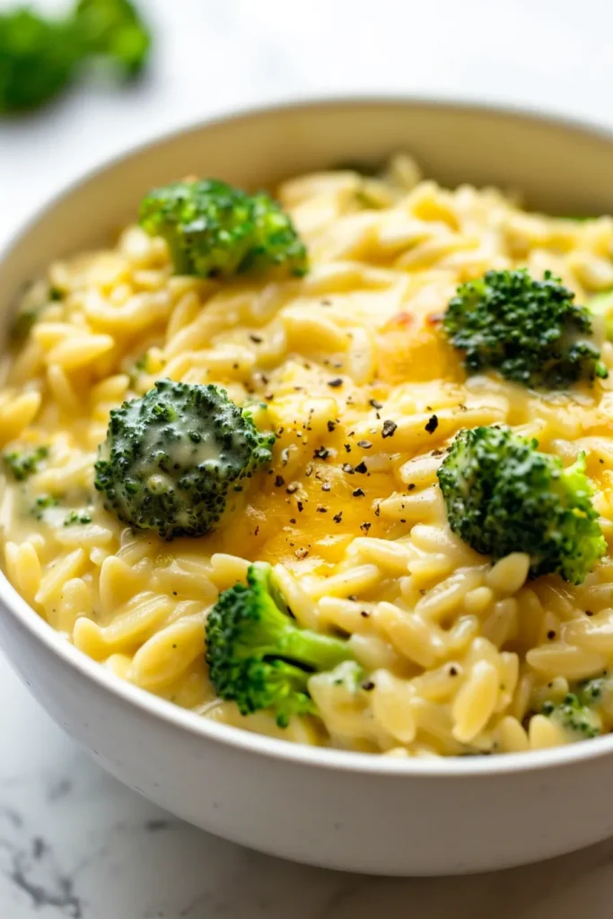 One Pot Broccoli Cheese Orzo