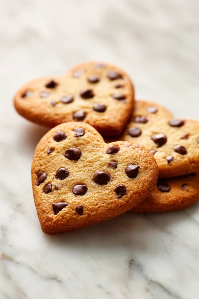  Heart-Shaped Chocolate Chip Cookies