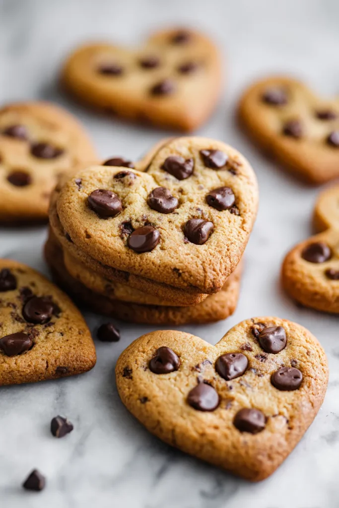 Heart-Shaped Chocolate Chip Cookies