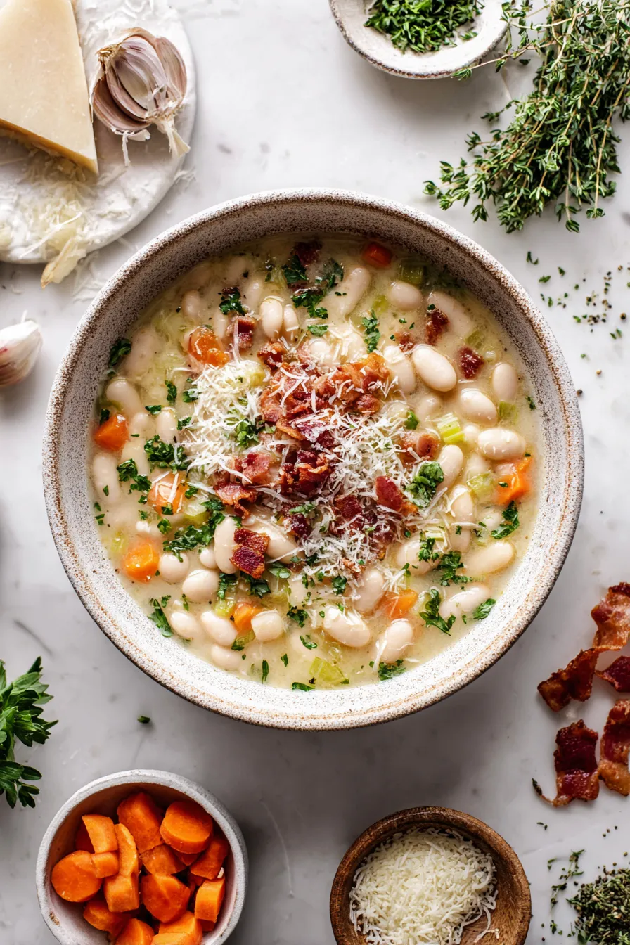 White Bean Soup with Crispy Bacon