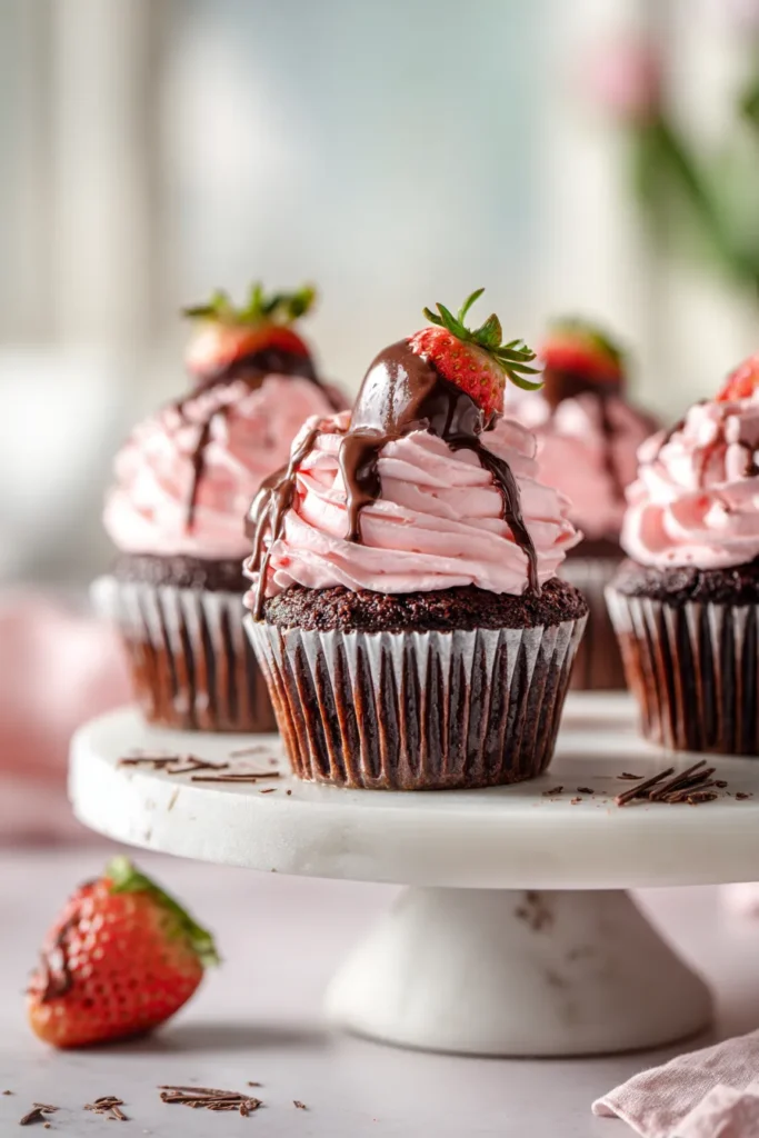 Chocolate Covered Strawberry Cupcakes