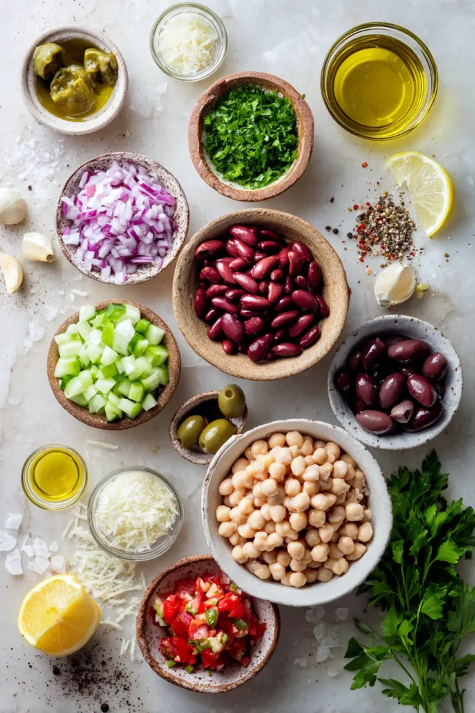 Mediterranean Bean Salad ingredients