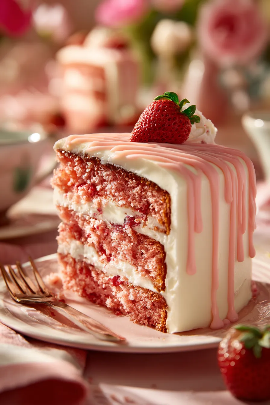 White Chocolate Strawberry Valentine’s Cake