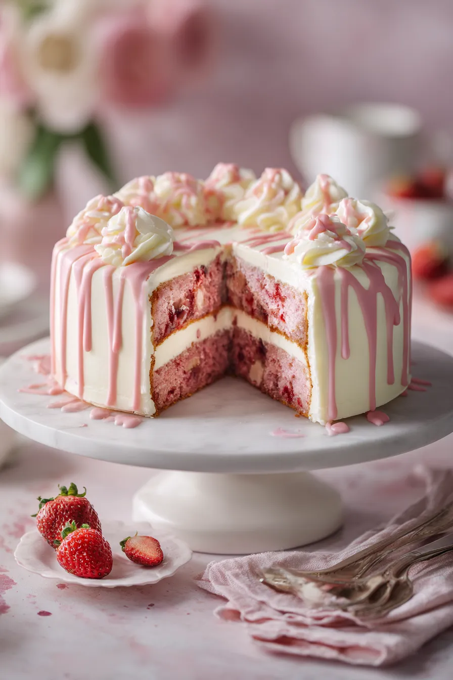 White Chocolate Strawberry cake 