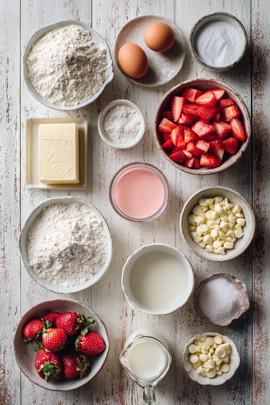 White Chocolate Strawberry cake ingredients